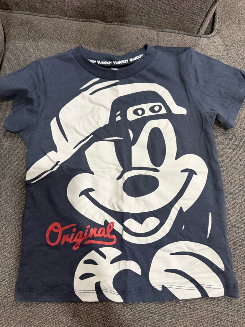Disney Navy Tee with White Mickey Graphic and Red 'Original' Script